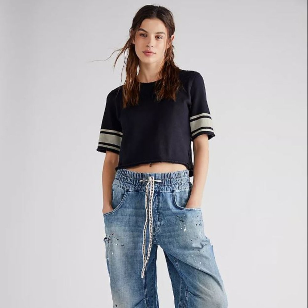 Free People Modern Love Pull-On Jeans Blue Wave Combo Size S